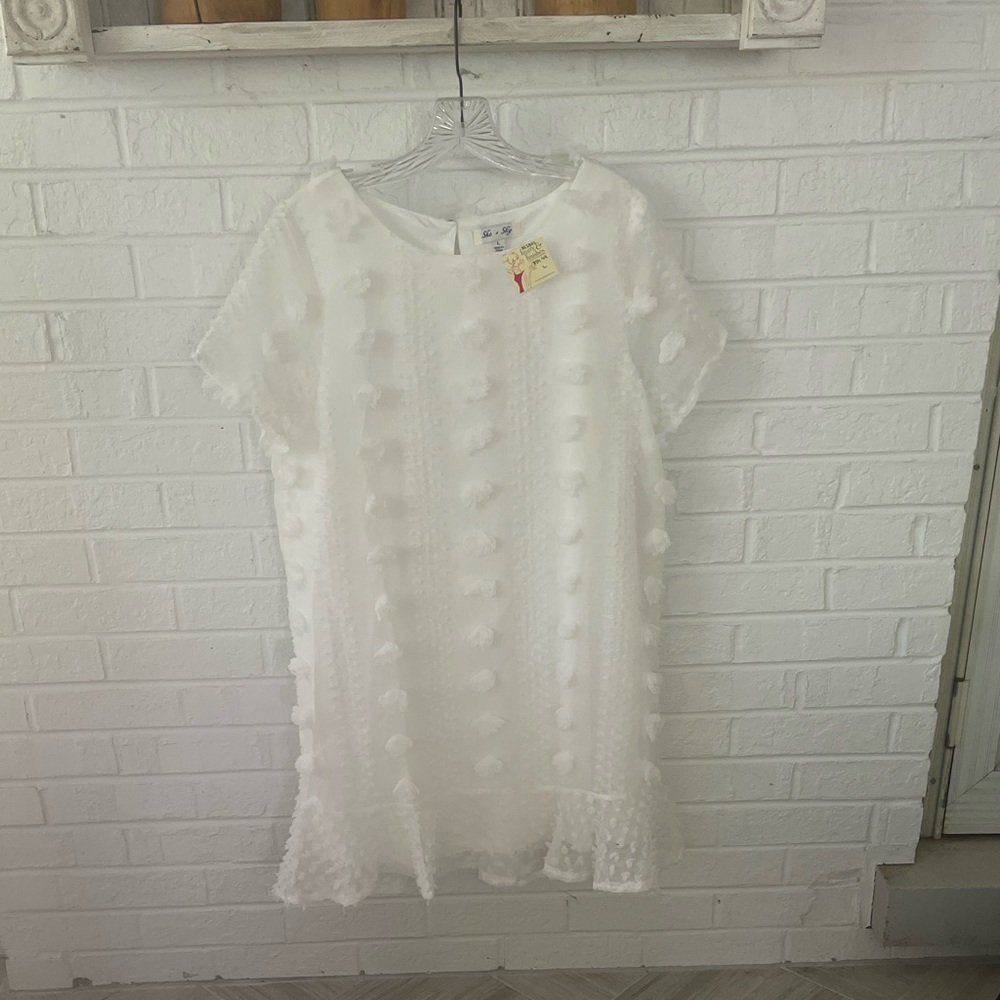 She + Sky Ivory Floral Textured Dress